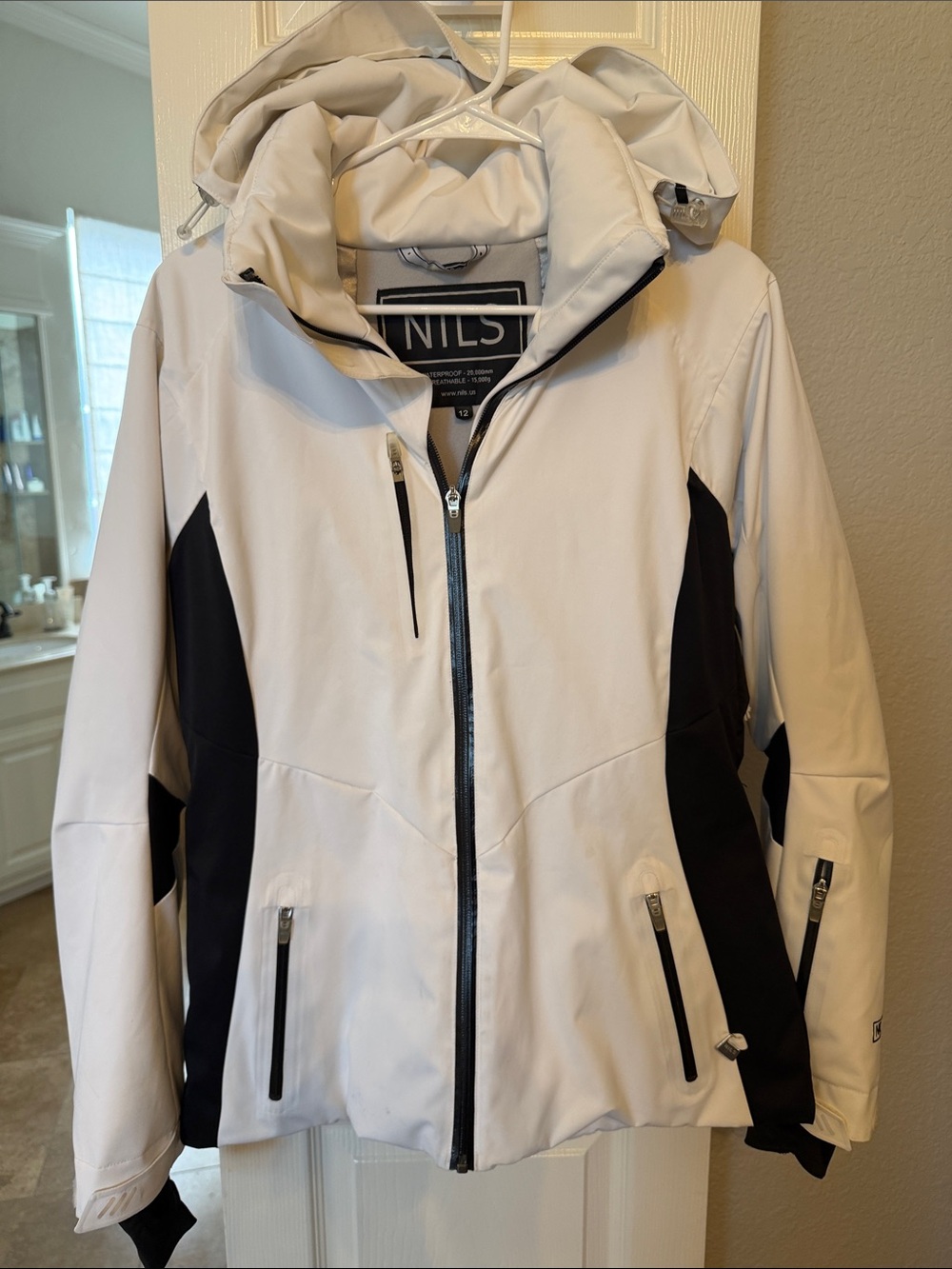 NILS White and Black Women's Snowbird Ski Jacket with Hood